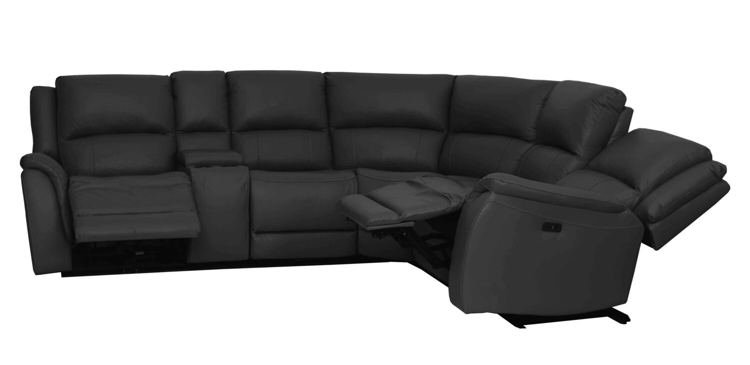 BRISTOL NAHKAINEN SÄHKÖRECLINER KULMASOHVA, VÄRI MUSTA