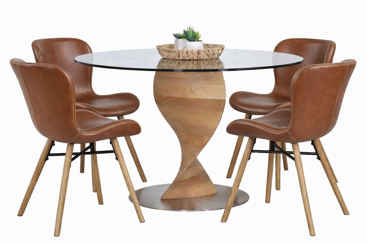ORIENT  PY&Ouml;RE&Auml; 120 CM DESIGN RUOKAP&Ouml;YT&Auml; LASIKANNELLA + 4 OREGON PU-NAHKALLA VERHOILTUNA